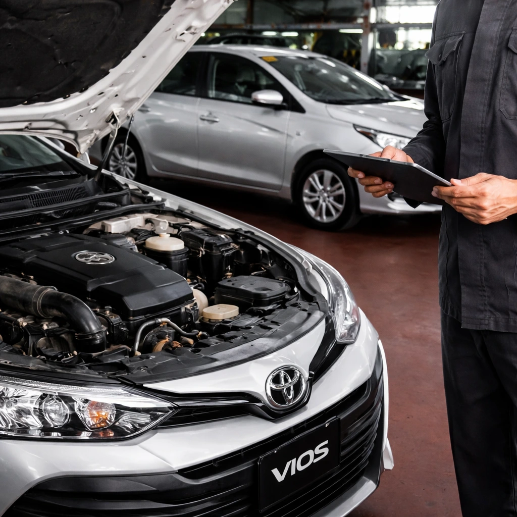 Mechanic inspecting